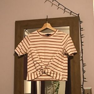 Forever 21 striped knotted crop top